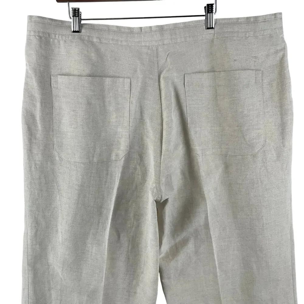 Havana Shirt Co Mens Drawstring Linen Beach Pants SZ XL 40/42 Natural Beige